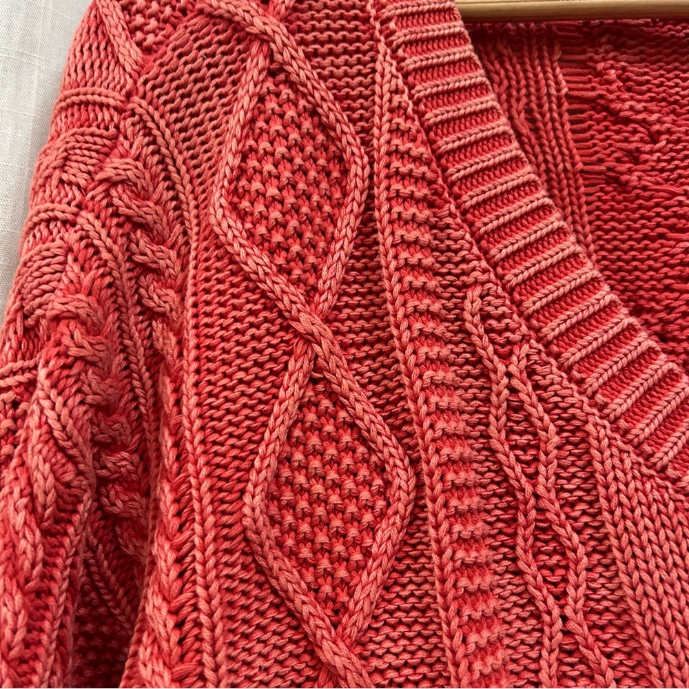 Anthropologie PILCRO JONI CABLE-KNIT SWEATER Coral size small - Picture 4 of 15